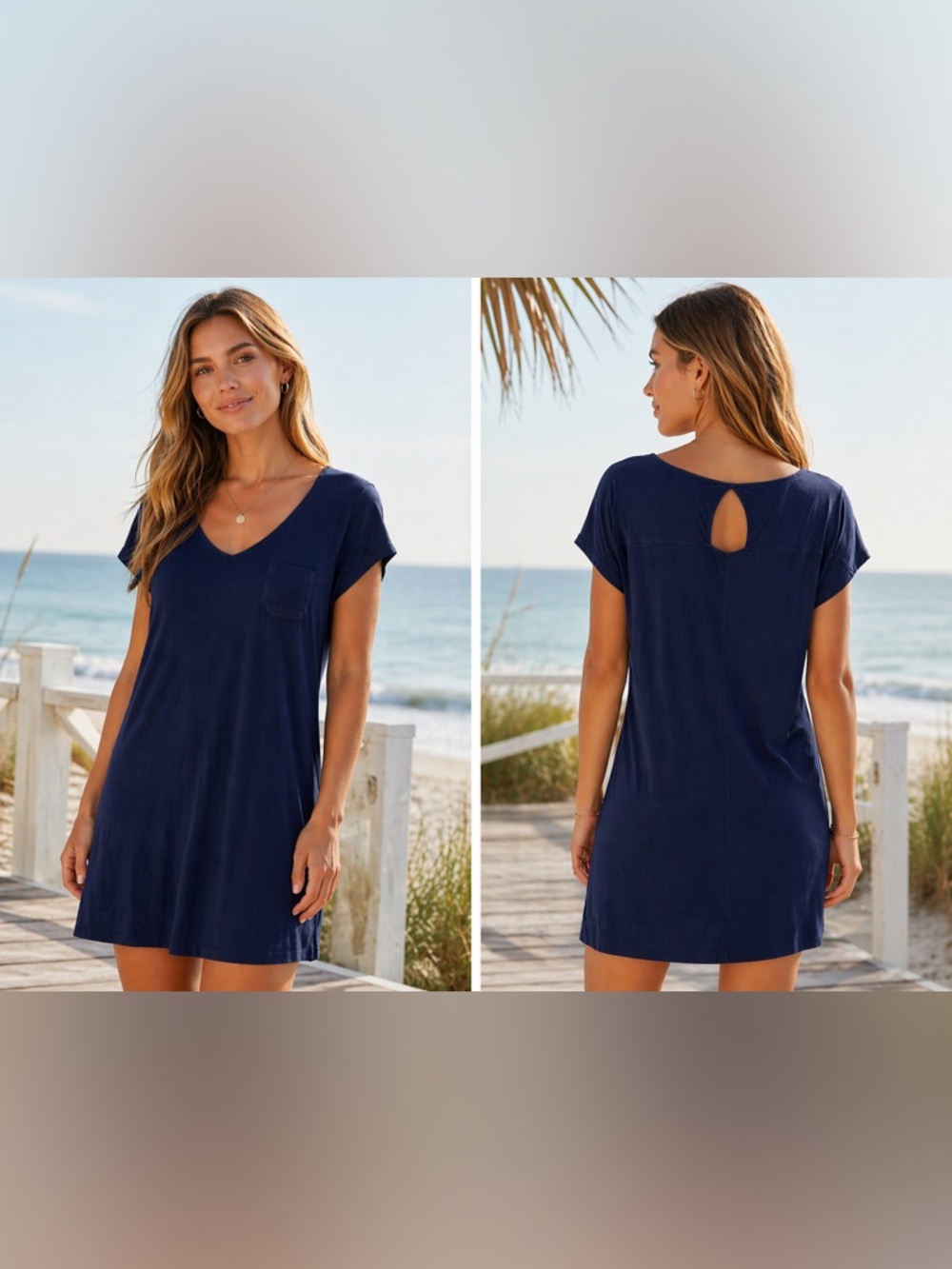 Lilly Pulitzer Pima Cotton T-shirt Dress Small Beach Coastal Navy Blue Resort